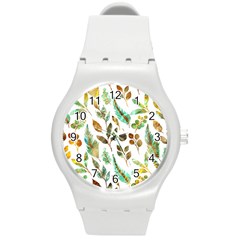 Leaves And Feathers - Nature Glimpse Round Plastic Sport Watch (m) by ConteMonfrey