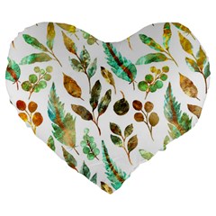 Leaves And Feathers - Nature Glimpse Large 19  Premium Heart Shape Cushions by ConteMonfrey