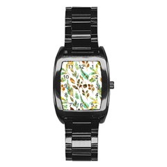 Leaves And Feathers - Nature Glimpse Stainless Steel Barrel Watch by ConteMonfrey