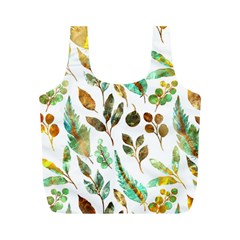 Leaves And Feathers - Nature Glimpse Full Print Recycle Bag (m) by ConteMonfrey