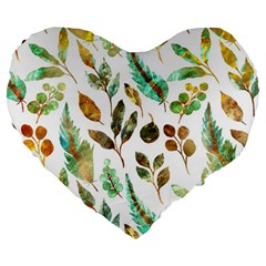 Leaves And Feathers - Nature Glimpse Large 19  Premium Flano Heart Shape Cushions by ConteMonfrey