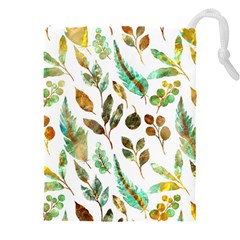 Leaves And Feathers - Nature Glimpse Drawstring Pouch (4xl) by ConteMonfrey