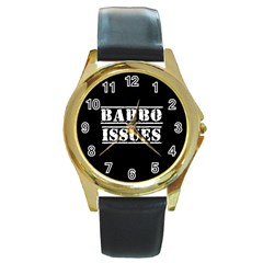 Babbo Issues - Italian Humor Round Gold Metal Watch by ConteMonfrey