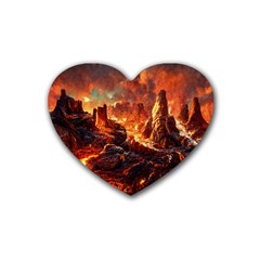 Vulcanic Landscape Vulcano Nature Rubber Coaster (heart)