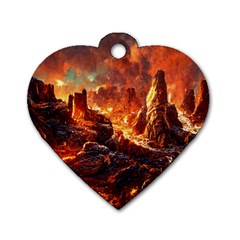 Vulcanic Landscape Vulcano Nature Dog Tag Heart (two Sides) by Wegoenart