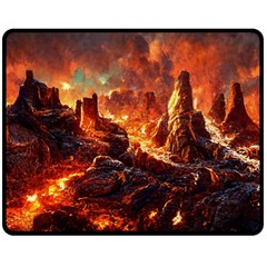 Vulcanic Landscape Vulcano Nature Double Sided Fleece Blanket (medium)  by Wegoenart