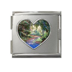 Abstract Forest Green Jungle Psychedelic Art Nature Mega Link Heart Italian Charm (18mm)