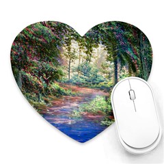 Abstract Forest Green Jungle Psychedelic Art Nature Heart Mousepad by Wegoenart