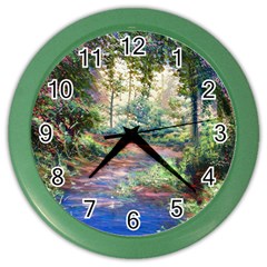 Abstract Forest Green Jungle Psychedelic Art Nature Color Wall Clock by Wegoenart