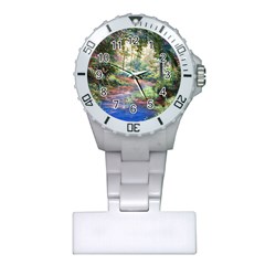 Abstract Forest Green Jungle Psychedelic Art Nature Plastic Nurses Watch by Wegoenart