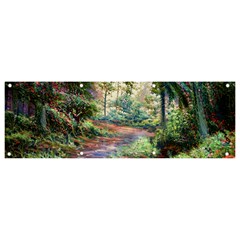 Abstract Forest Green Jungle Psychedelic Art Nature Banner And Sign 9  X 3 