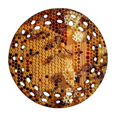 Insect Macro Honey Bee Animal Round Filigree Ornament (Two Sides)