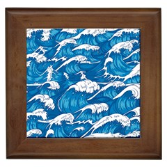 Storm Waves Seamless Pattern Raging Ocean Water Sea Wave Vintage Japanese Storms Print Illustration Framed Tile by BangZart