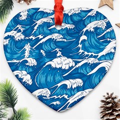 Storm Waves Seamless Pattern Raging Ocean Water Sea Wave Vintage Japanese Storms Print Illustration Ornament (heart)