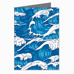 Storm Waves Seamless Pattern Raging Ocean Water Sea Wave Vintage Japanese Storms Print Illustration Greeting Cards (pkg Of 8)