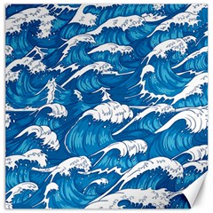 Storm Waves Seamless Pattern Raging Ocean Water Sea Wave Vintage Japanese Storms Print Illustration Canvas 16  X 16 