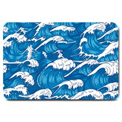 Storm Waves Seamless Pattern Raging Ocean Water Sea Wave Vintage Japanese Storms Print Illustration Large Doormat by BangZart