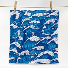 Storm Waves Seamless Pattern Raging Ocean Water Sea Wave Vintage Japanese Storms Print Illustration Face Towel by BangZart