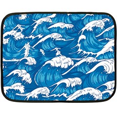 Storm Waves Seamless Pattern Raging Ocean Water Sea Wave Vintage Japanese Storms Print Illustration Double Sided Fleece Blanket (mini)  by BangZart