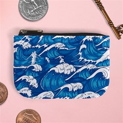 Storm Waves Seamless Pattern Raging Ocean Water Sea Wave Vintage Japanese Storms Print Illustration Mini Coin Purse by BangZart