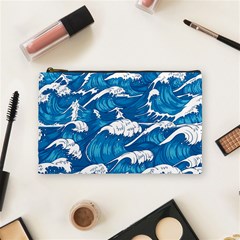 Storm Waves Seamless Pattern Raging Ocean Water Sea Wave Vintage Japanese Storms Print Illustration Cosmetic Bag (medium) by BangZart