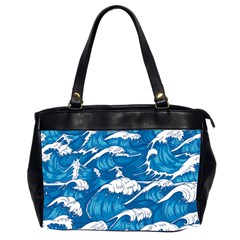 Storm Waves Seamless Pattern Raging Ocean Water Sea Wave Vintage Japanese Storms Print Illustration Oversize Office Handbag (2 Sides) by BangZart