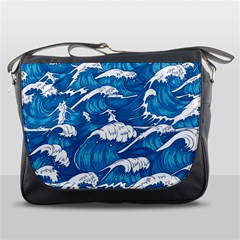 Storm Waves Seamless Pattern Raging Ocean Water Sea Wave Vintage Japanese Storms Print Illustration Messenger Bag by BangZart