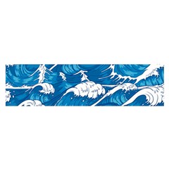 Storm Waves Seamless Pattern Raging Ocean Water Sea Wave Vintage Japanese Storms Print Illustration Oblong Satin Scarf (16  X 60 ) by BangZart