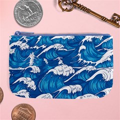 Storm Waves Seamless Pattern Raging Ocean Water Sea Wave Vintage Japanese Storms Print Illustration Large Coin Purse by BangZart