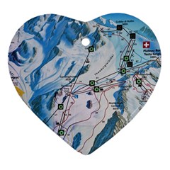 Map Zermatt The Alps Matterhorn Switzerland Mountain Nature Heart Ornament (two Sides) by Wegoenart