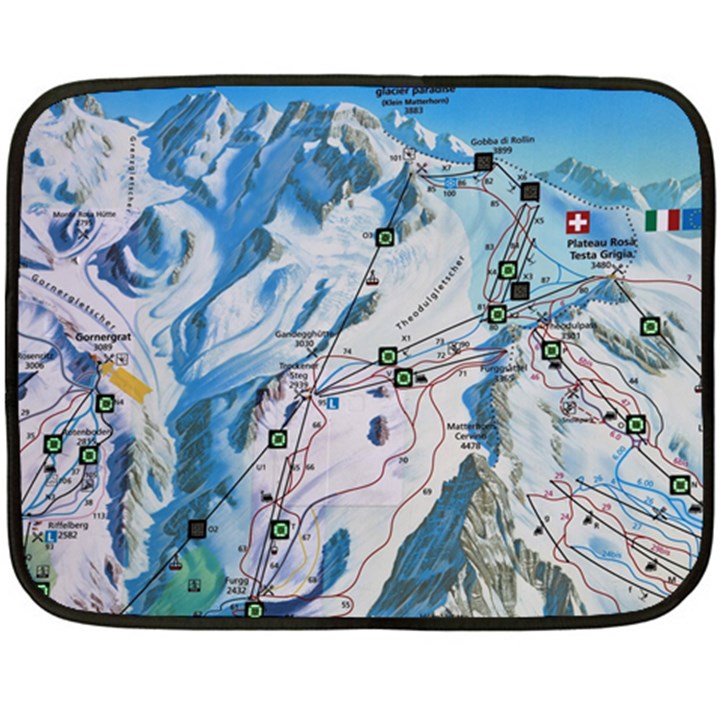 Map Zermatt The Alps Matterhorn Switzerland Mountain Nature Double Sided Fleece Blanket (Mini) 