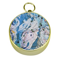 Map Zermatt The Alps Matterhorn Switzerland Mountain Nature Gold Compasses by Wegoenart