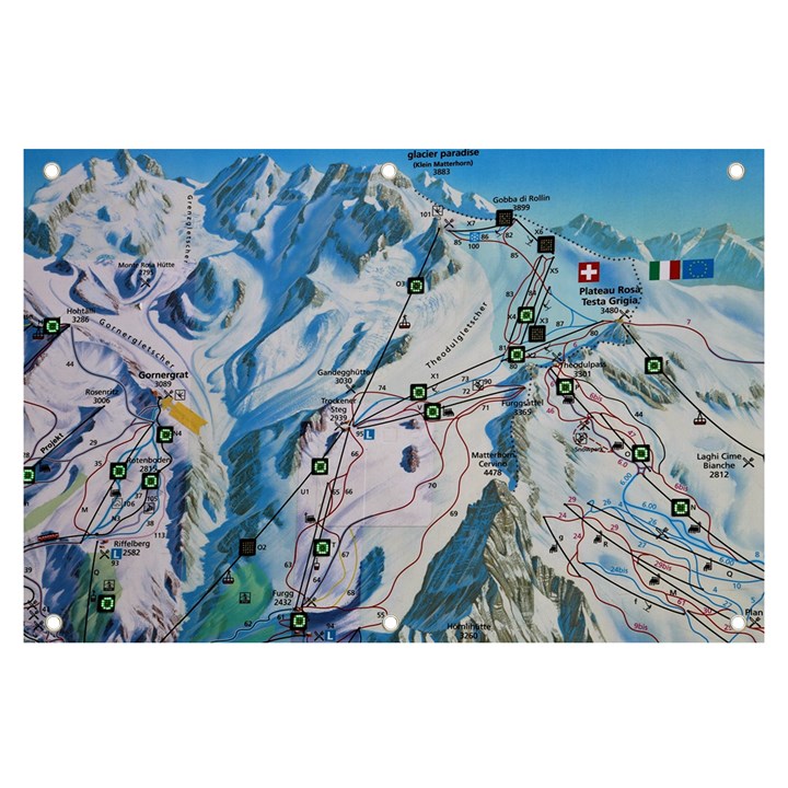 Map Zermatt The Alps Matterhorn Switzerland Mountain Nature Banner and Sign 6  x 4 