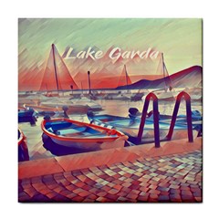 Boats On Lake Garda Tile Coaster by ConteMonfrey