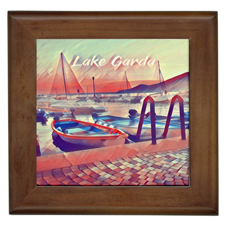 Boats On Lake Garda Framed Tile