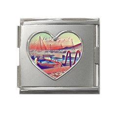 Boats On Lake Garda Mega Link Heart Italian Charm (18mm) by ConteMonfrey