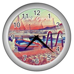 Boats On Lake Garda Wall Clock (silver) by ConteMonfrey