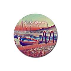 Boats On Lake Garda Rubber Coaster (round) by ConteMonfrey