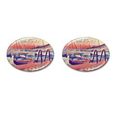 Boats On Lake Garda Cufflinks (oval) by ConteMonfrey