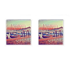 Boats On Lake Garda Cufflinks (square) by ConteMonfrey