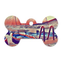 Boats On Lake Garda Dog Tag Bone (two Sides) by ConteMonfrey