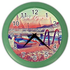 Boats On Lake Garda Color Wall Clock by ConteMonfrey