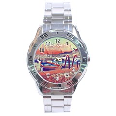 Boats On Lake Garda Stainless Steel Analogue Watch by ConteMonfrey