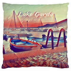 Boats On Lake Garda Large Cushion Case (one Side) by ConteMonfrey