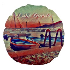 Boats On Lake Garda Large 18  Premium Round Cushions by ConteMonfrey