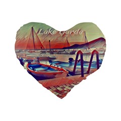 Boats On Lake Garda Standard 16  Premium Flano Heart Shape Cushions by ConteMonfrey