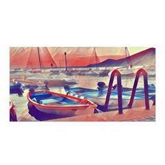 Boats On Lake Garda Satin Wrap 35  X 70  by ConteMonfrey