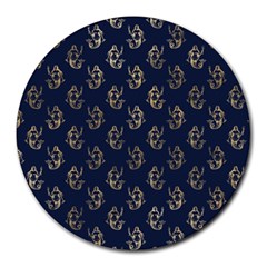 Gold Mermaids Silhouettes Round Mousepad by ConteMonfrey