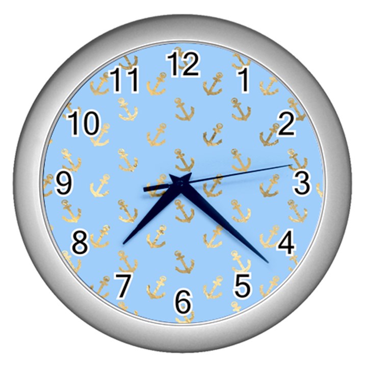 Gold Anchors Long Live   Wall Clock (Silver)