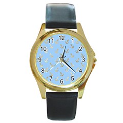 Gold Anchors Long Live   Round Gold Metal Watch by ConteMonfrey